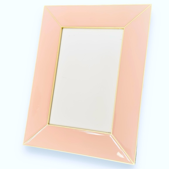 Green Tree Gallery Other - GREEN TREE GALLERY Blush Pink & Gold Enamel Metal Picture Photo Frame Art Deco